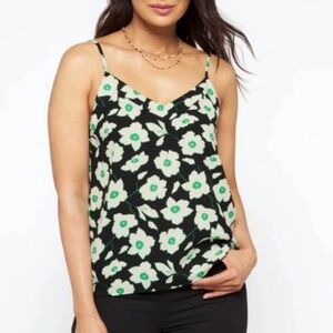 41 Hawthorn | Stitch fix | Black & Green floral Camisole | Cami top NWOT size XL